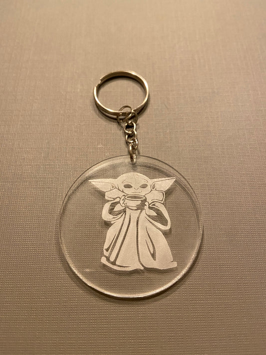 Yoda Holding Drink Key Ring